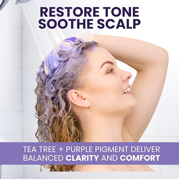 Tea Tree Purple Shampoo for Blonde, Bleached, Silver & Grey Hair, Anti-Brass Toner, Boosts Highlights & Color, Revitalizes, Relieves Itchy Scalp & Salon-Grade Hair Toner Shampoo.-BrightBean Baby