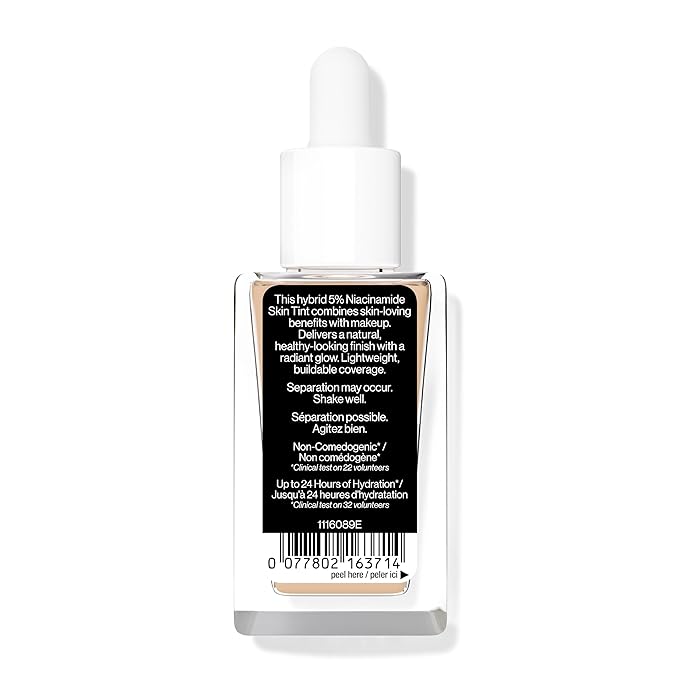 wet n wild Bare Focus Skin Tint, 5% Niacinamide Enriched, Buildable Sheer Lightweight Coverage, Natural Radiant Finish, Hyaluronic & Vitamin Hydration Boost, Cruelty-Free & Vegan - Fair Beige-BrightBean Baby
