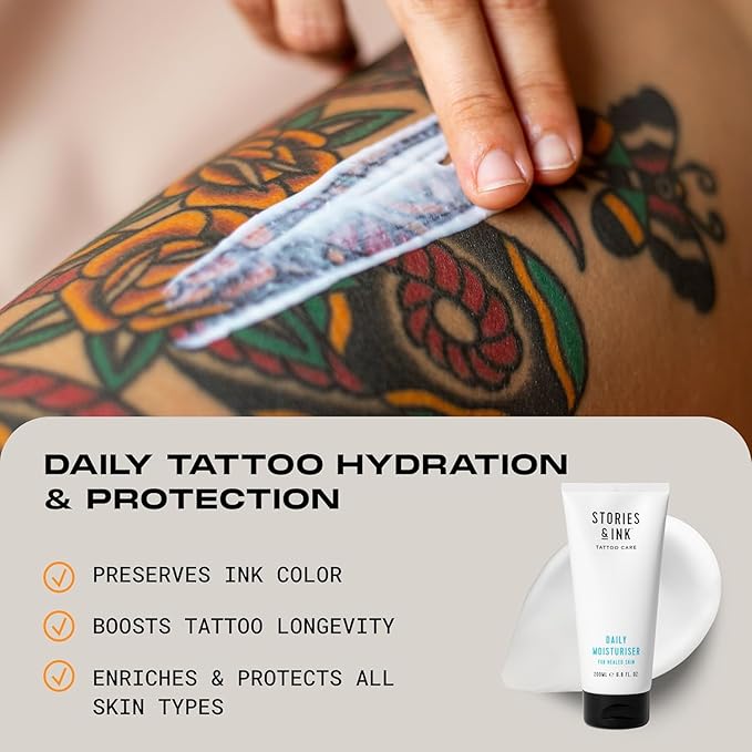 Stories & Ink Tattoo Care | THE ORIGINALS PACK | Fade-Fighting Regimen (Daily Moisturizer + Hydrating Body Oil + Vibrancy Serum) | Completely Hydrates, Highlights and Defines your Ink-BrightBean Baby