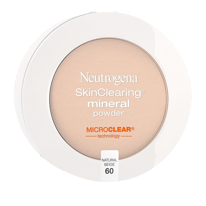 Neutrogena SkinClearing Mineral Acne-Concealing Pressed Powder Compact, Shine-Free & Oil-Absorbing Makeup with Salicylic Acid to Cover, Treat & Prevent Breakouts, Natural Beige 60,.38 oz (Pack of 2)-BrightBean Baby