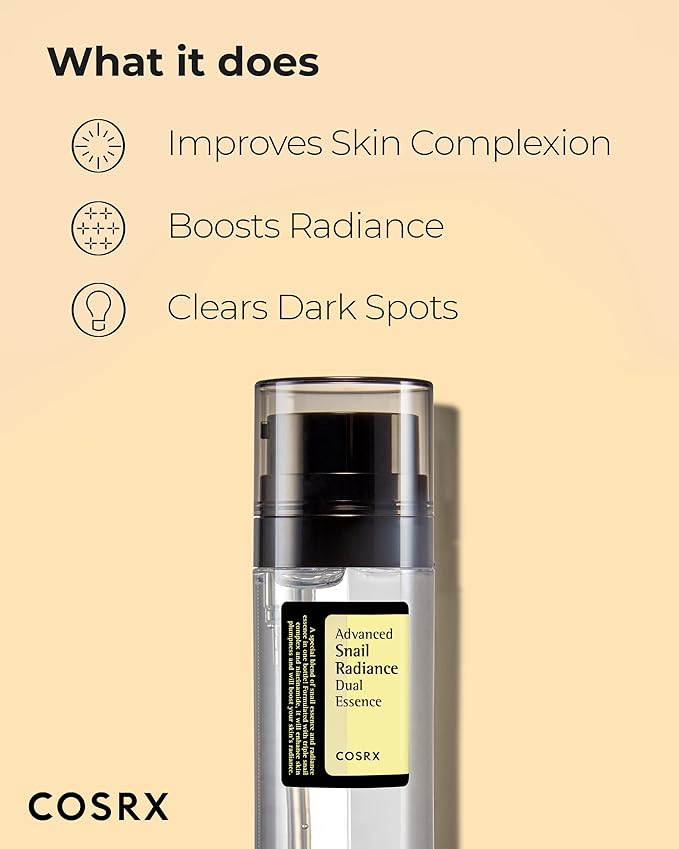 COSRX Niacinamide 5% + Snail Mucin 74% Dual Essence, Anti aging Face Serum for Dull Skin, Hydrating, Brightening, Repairing, 2.70 fl.oz / 80ml, Sensitive Skin, Not Tested on Animals, Korean Skincare-BrightBean Baby