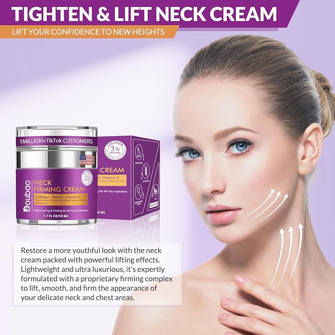 Advanced Neck Firming Cream – 3% Retinol & Hyaluronic Acid for Wrinkle Reduction, Lifting & Skin Tightening – Anti-Aging Moisturizer for Face, Neck & Décolleté – Deep Hydration, 3.4 FL(2 bottle)-BrightBean Baby