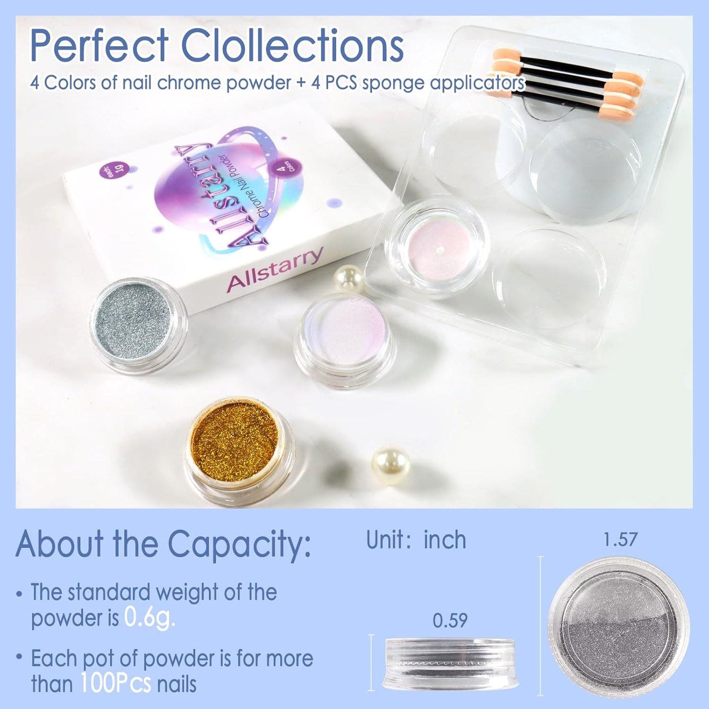 Allstarry Chrome Nail Powder, Metallic Mirror Gold Chrome Powder Pigment Color Changing Chameleon Nail Powder Nail Art Glitter Dust for Gel Nail Manicure DIY at Home Salon Women Gifts-BrightBean Baby