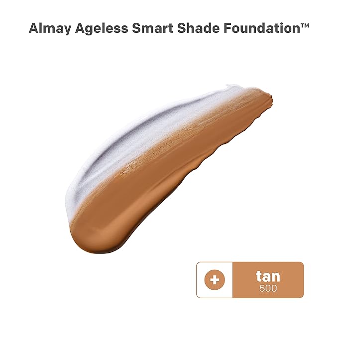 Almay Anti-Aging Foundation, Smart Shade Face Makeup with Hyaluronic Acid, Niacinamide, Vitamin C & E, Hypoallergenic-Fragrance Free, 600 Tan, 1 Fl Oz (Pack of 1)-BrightBean Baby
