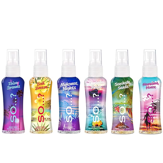 So...? Escapes Body Mist Set - Perfumes for Women - Everyday Body Spray for Women - Vegan, Cruelty Free Fragrances - Travel Size Gift Set - 6 pcs-BrightBean Baby