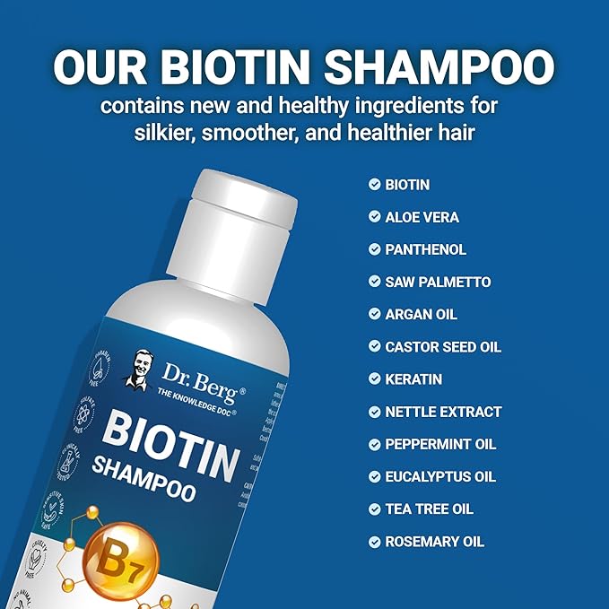 Dr. Berg Biotin Shampoo for Men & Women (Improved High-Performance Formula) - Independently Tested & Certified Paraben- Sulfate- & Silicone-Free - Infused w/Biotin, Argan Oil & Botanicals - 8 Fl oz-BrightBean Baby