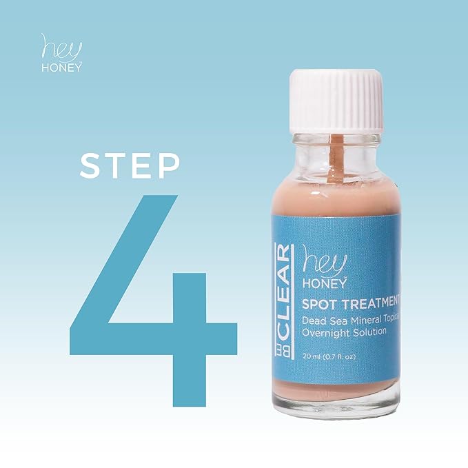 Hey Honey Skincare Be Clear - Acne Spot Treatment Overnight, Pimple Drying Lotion, Use Over Zits Whitehead & Blemishes 1 OZ-BrightBean Baby