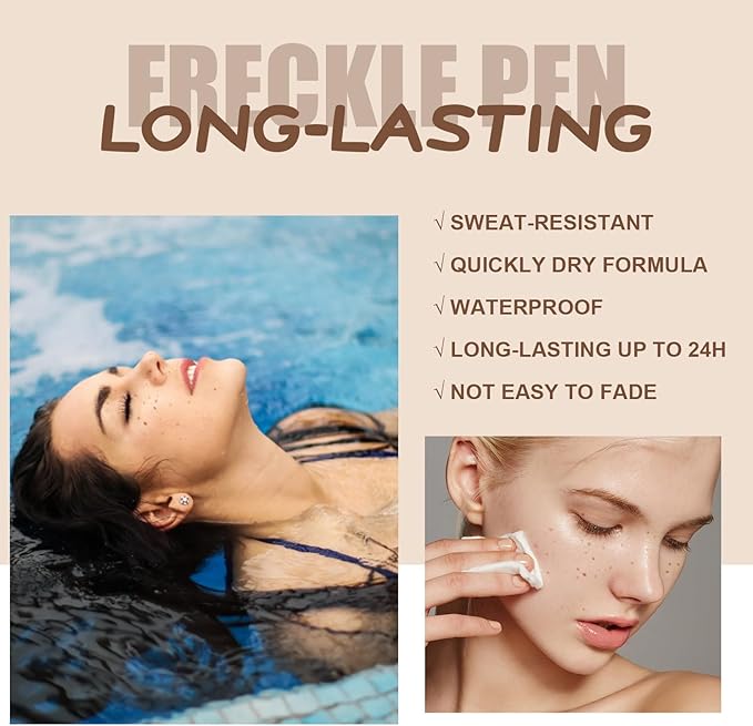 4 Colors Freckle Pen Set, Natural Lifelike Face Fake Freckle Stamp Makeup Pen Waterproof Long Lasting Quick Dry Faux Freckles Sun-kissed Makeup-Light Brown,Natural Coffee,Chestnut,Dark Brown-BrightBean Baby
