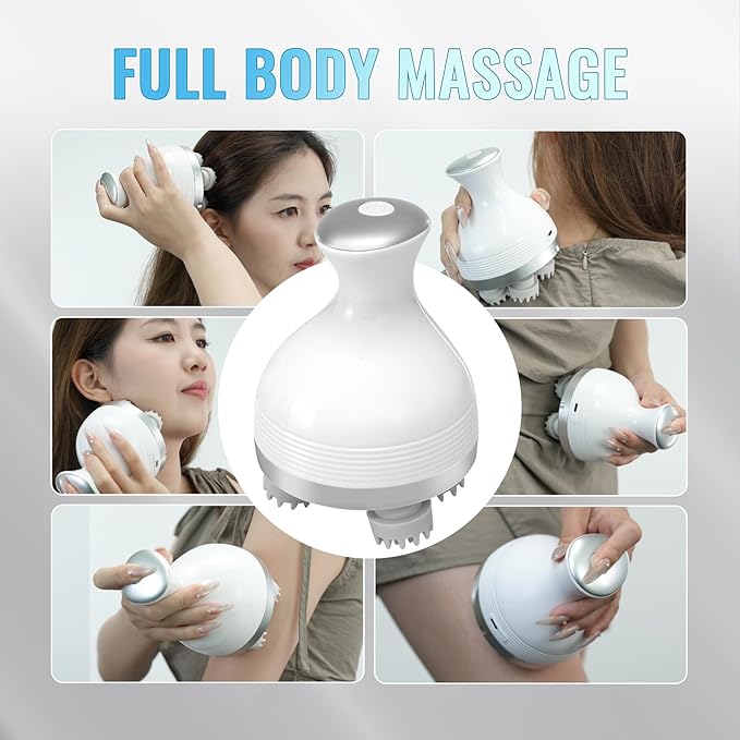 Electric Scalp Massager, Cordless Hair Scalp Massager Portable with 4 Vibration Comb for Hair Growth, Deep Cleansing and Stress Relaxation-BrightBean Baby