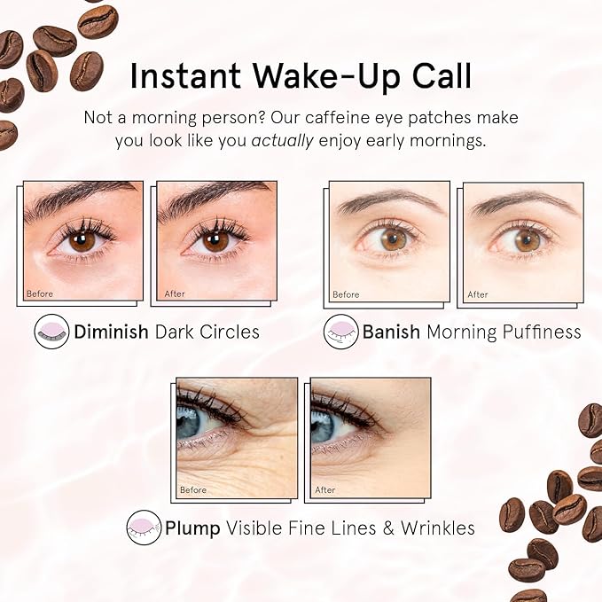 grace & stella Caffeine Under Eye Patches - Awakening Eye Patches for Puffy Eyes and Dark Circles - Under Eye Mask Patches with Niacinamide & Hyaluronic Acid - Vegan, Cruelty-Free (Bronze, 6 Pairs)-BrightBean Baby
