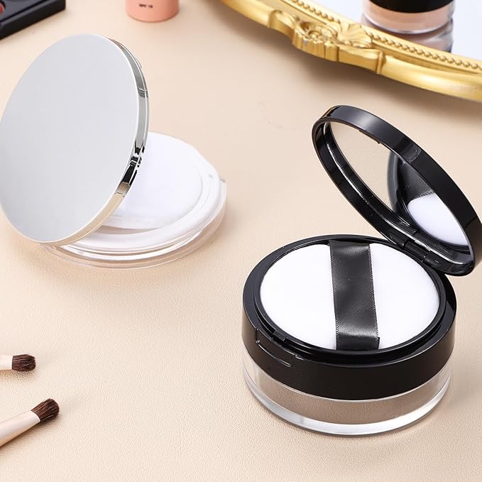 Beaupretty 2 Pieces Loose Powder Container with Puff Loose Powder Compact Case Empty Powder Case Reusable Plastic Empty Powder Case with Mirror (0.1/0.7 oz)-BrightBean Baby