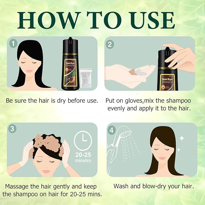 Instant Brown Hair Dye Color Shampoo 3 in 1 for Gray Hair Coverage - Herbal, Easy to Use, Long Lasting for Women & Men, 500Ml (Dark Brown)-BrightBean Baby