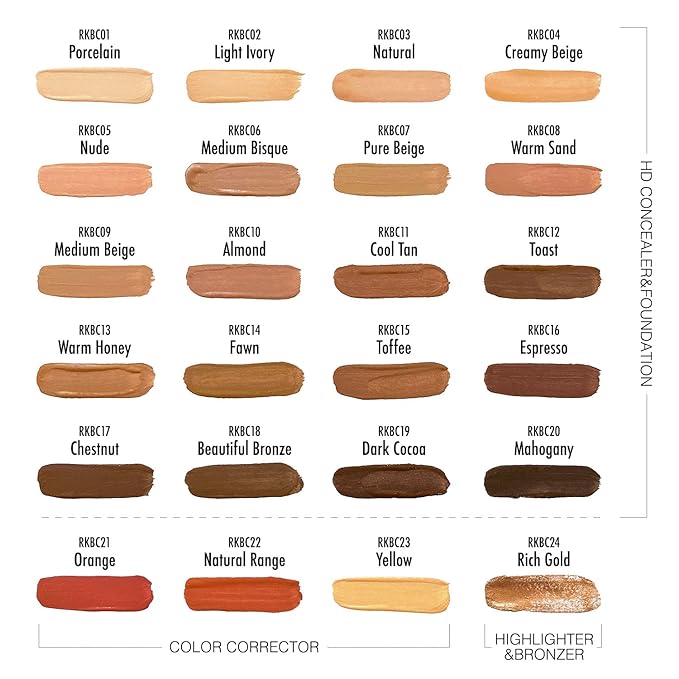 Ruby Kisses HD Concealer & Foundation Flawless Full Cover Brush Face Makeup (Orange Corrector)-BrightBean Baby
