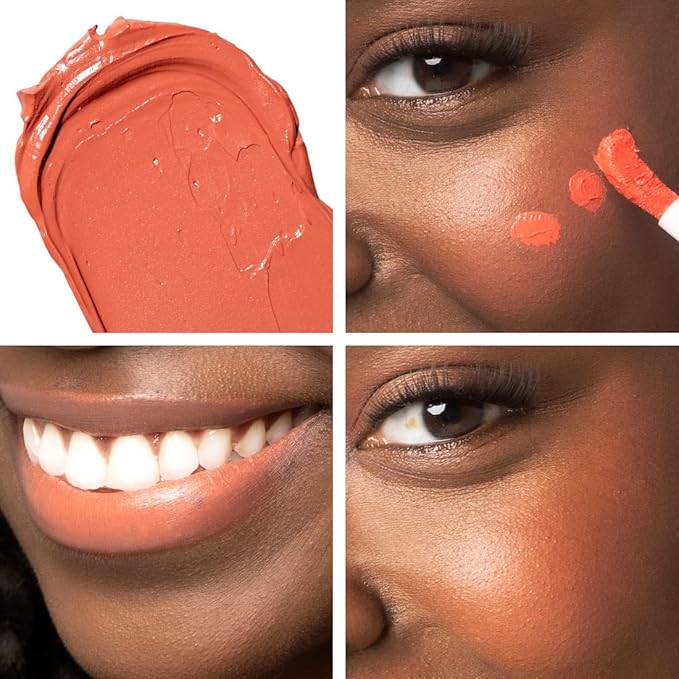Palladio Liquid Blush for Cheeks & Lips 2-in-1 Makeup Face Blush, Weightless Cream Formula, Smudge Proof Long-Wearing Pigmented Blush, Natural Look Makeup Face Blushes, Dewy Finish, Sunny Coral-BrightBean Baby