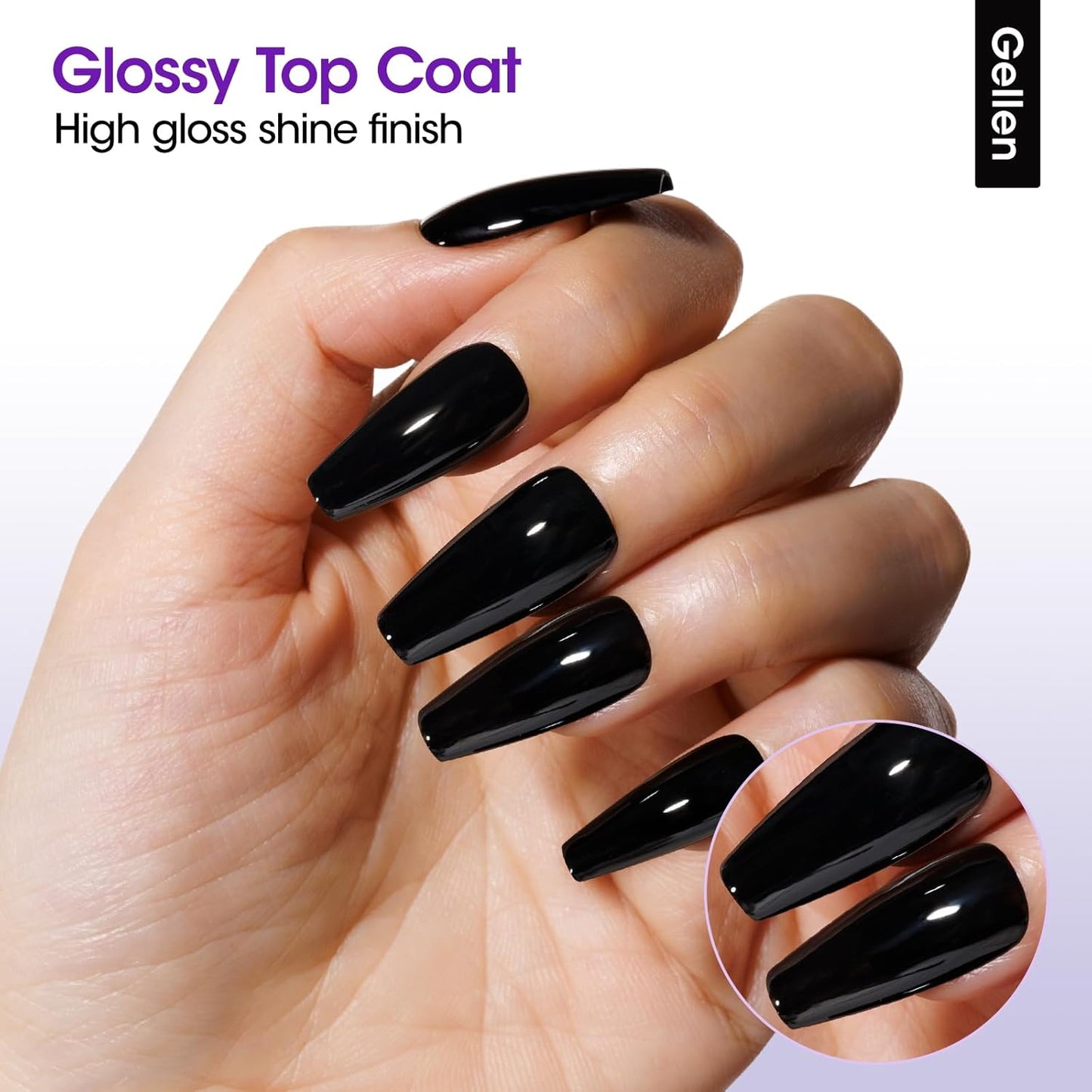 Gellen Gel Top and Base Coat, 4pcs 18ml No Wipe Matte Glossy Glitter Gel Top Coat, Clear UV Base Coat Gel Nail Polish, Soak Off Nail Lamp Gel Base Top Coat Long Lasting Home Gel Manicure-BrightBean Baby