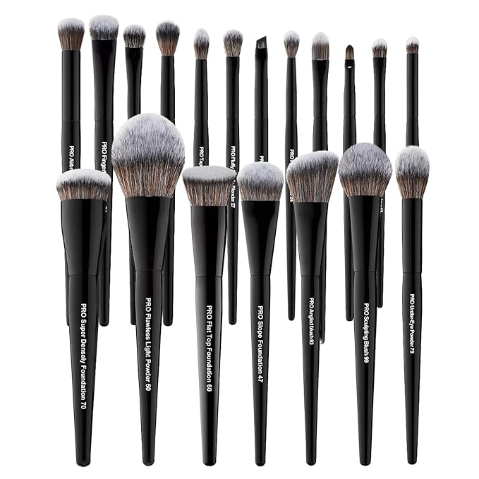 Bueart Design 19Pcs Professional Grade Labeled Makeup Brushes Set, Large Foundation Powder Contour Concealer eyeshadow Blush EyeLiner Make up Brushes,Premium Synthetic hair,Vegan Cruelty-free-BrightBean Baby