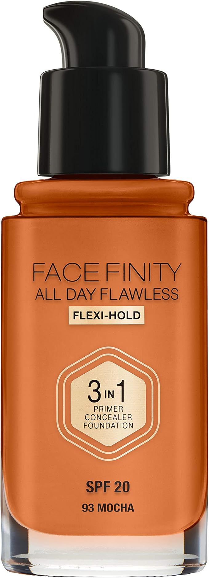 Max Factor Facefinity 3-in-1 All Day Flawless Liquid Foundation, SPF 20-93 Mocha, 30 ml-BrightBean Baby