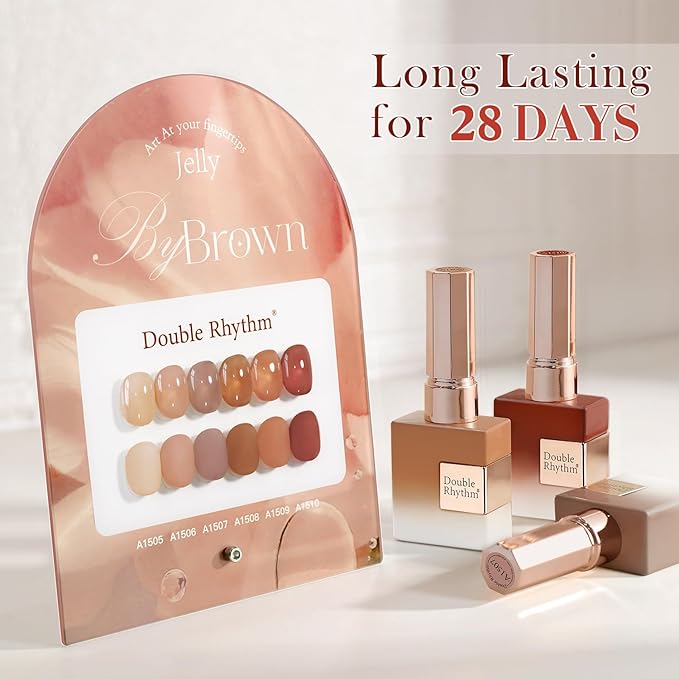 Double Rhythm 6 Pcs 15 ML Gel Polish Set Same Color Same Bottle Soak Off Gel Polish Kit Nail Art Manicure Salon DIY at Home for Women (Translucent Milky Brown Nude Orange Rose Red-T6-1)-BrightBean Baby