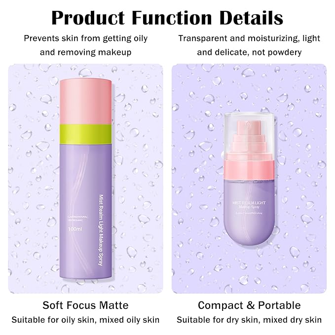 2PCS Makeup Setting Spray for Face,Waterproof Setting Spray for Makeup,Long Lasting Oil Control Finishing Holding Face Mist,Refreshing Hydrating Glossy and Matte Fixing Facial Mist Make Up Set A5-BrightBean Baby
