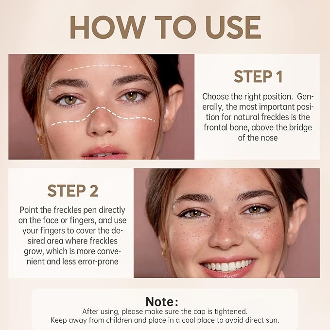 4 Colors Freckle Pen Set, Natural Lifelike Face Fake Freckle Stamp Makeup Pen Waterproof Long Lasting Quick Dry Faux Freckles Sun-kissed Makeup-Light Brown,Natural Coffee,Chestnut,Dark Brown-BrightBean Baby