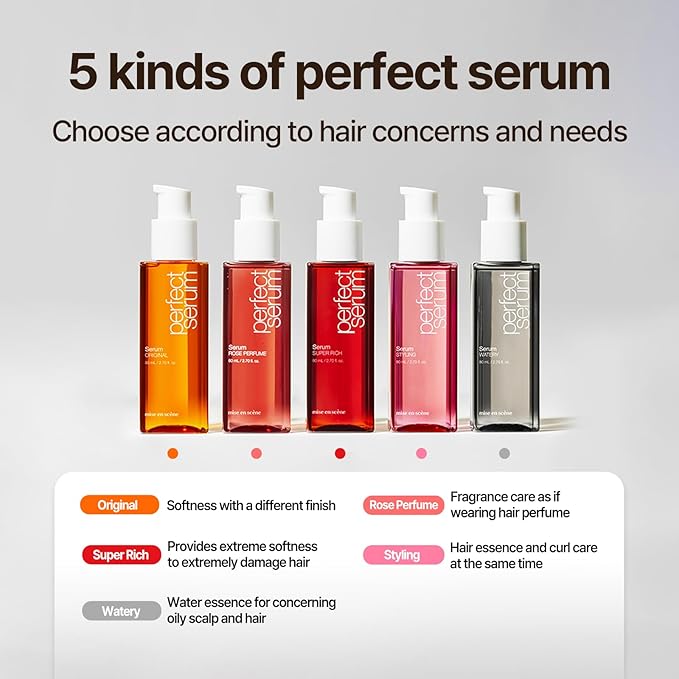 Mise En Scene Perfect Super Rich Serum with Argan Oils - Hair Essence for High Nutrition Intensive Care, Korean Hair Oil, 2.70 fl. Oz-BrightBean Baby