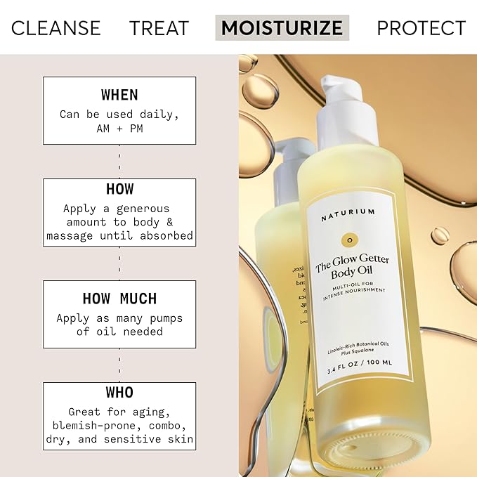 Naturium The Glow Getter Body Oil, Multi-Oil for Intense Nourishment, Hydrating & Moisturizing Formula, Vegan & Cruelty-Free, 3.4 oz-BrightBean Baby