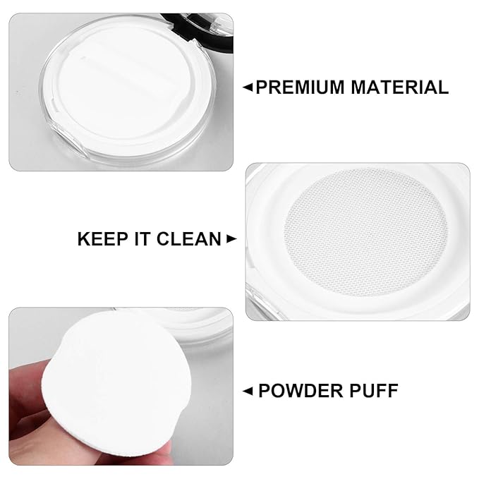 Loose Container 2pcs Loose Containers with Elasticated Net Sifter, Mirror and Puff 5g Loose Compact Case Case for DIY Makeup and Travel ( Black ) Travel Container-BrightBean Baby