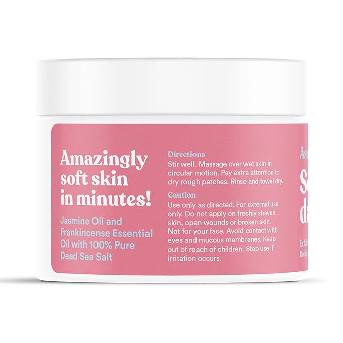 ASUTRA Dead Sea Salt Essential Oil Body Scrub Exfoliator (Refreshing Jasmine), 16 oz - Ultra Hydrating, Gentle, & Moisturizing - Coconut, Jasmine, and Frankincense Oils-BrightBean Baby