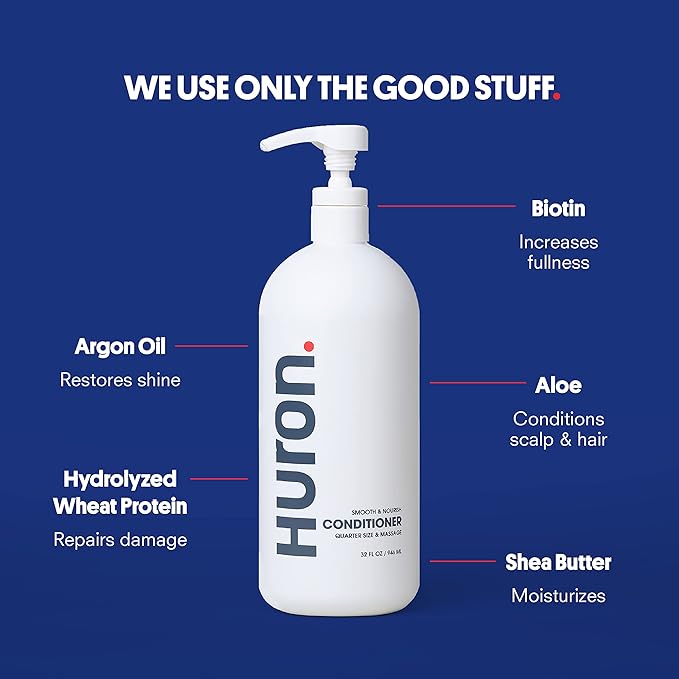 Huron Men’s Conditioner - Lightweight, Hydrating Conditioner - Eliminates Frizzy Hair, Moisturizes, & Restores Shine - Clean & Invigorating Scent - 100% Vegan Ingredients & Cruelty-Free - 32 Fl Oz-BrightBean Baby