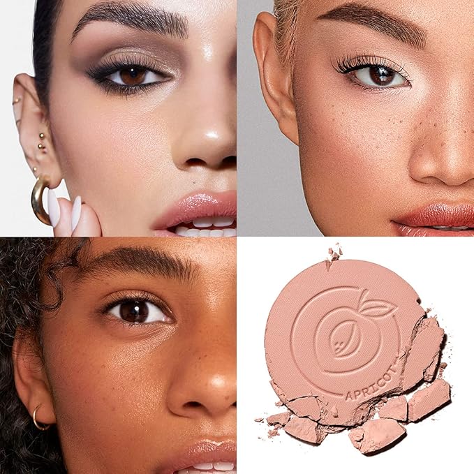 Face Blush, Powder Blush Makeup, Longlasting Highly Pigmented Face makeup, Smooth, Vegan & Cruelty Free, 1 Count, 01 APRICOT-BrightBean Baby