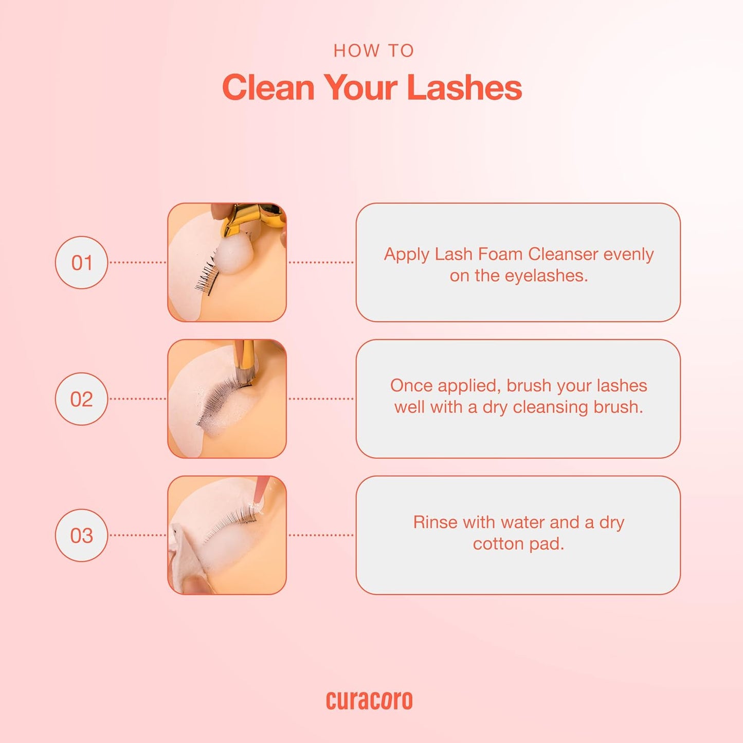 Curacoro 60ML Eyelash Extension Cleanser - Lash Shampoo for Lash Extensions, Eyelash Extension Foam Cleanser for Dry & Sensitive Skin, Gently Removes Waterproof Makeup for Professional & Home Use-BrightBean Baby