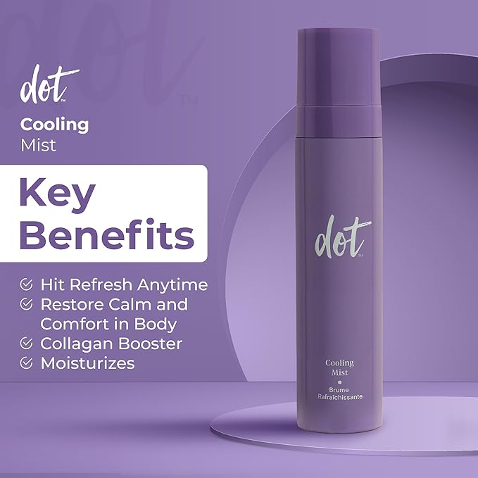 dot Cooling Facial Mist With Vitamin C, Plant-Based Antioxidants & Skin Revitalizing Feminage - Face Mist that Moistures, Rejuvenates & Clarifies – For All Skin Types – Menopause Skincare - 3.4 oz-BrightBean Baby