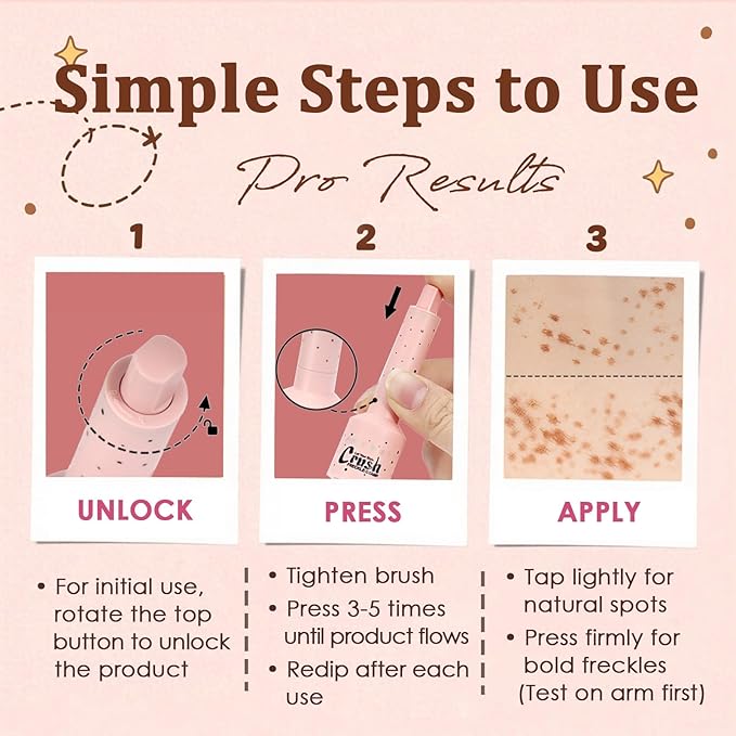 Faux Freckle Stamp, Freckle Pen Waterproof – Faux Freckles Maker for Natural Sun-Kissed Look, Quick-Dry & Long-Lasting, Easy One-Press Application, Cute & Trendy Gift for Women & Girls - 01 Light-BrightBean Baby