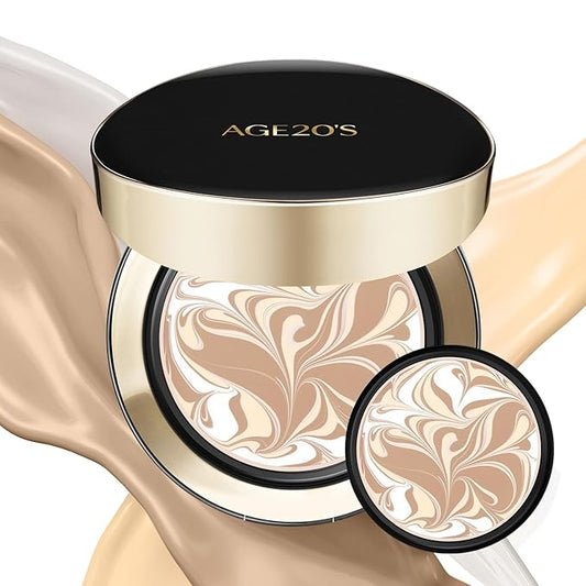 AGE20'S Signature Essence Pact SPF 50+ | Pack of 2 | 21N VANILLA | Cream Foundation, Dewy Finish, Natural Coverage | Korean Cushion Foundation-BrightBean Baby