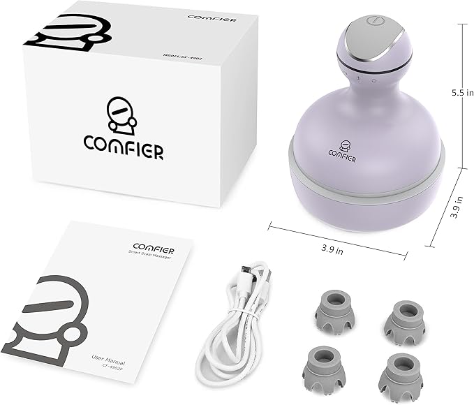 COMFIER Electric Scalp Massager with Mutlti-Modes Vibration, Portable Handheld Head Scratcher for Hair Growth,Waterproof Head Massager for Full Body,Dog Cat Massager for Deep Clean and Stress Relax-BrightBean Baby