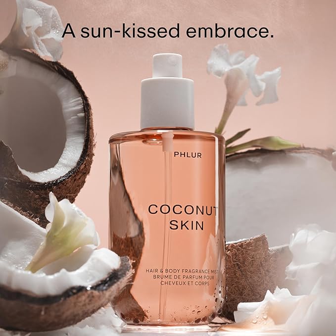 PHLUR Coconut Skin Body Mist - Hair & Body Mist Fragrance - Coconut Body Spray with Caramel, White Florals, Sandalwood & Amber (8 Fl Oz)-BrightBean Baby