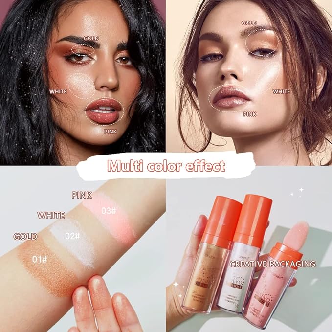 Highlight Polvo De Hadas, Fairy Highlighter Powder, Brightening Whole Body, Natural Three-Dimensional Face Contouring Clavicle Pat Powder, Highlighter Makeup (Gold)-BrightBean Baby