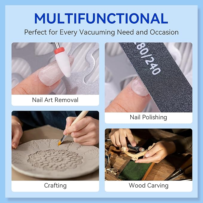 Makartt Nail Dust Collector - Professional Powerful Suction Larina Dust Collector Nail Tech LED Display, Adjustable Speed Reusable Filter, Strainer Panel for Acrylic Nail Polishing Manicure Salon Home-BrightBean Baby