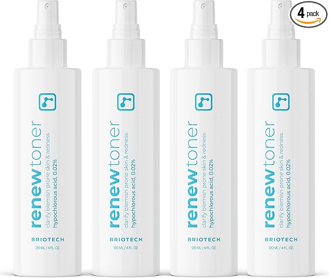 BRIOTECH Skin Renew Toner, Hypochlorous Acid Spray Topical Skin Spray for Face and Skin, Minimize Appearance of Blemishes, Soothing Mist for Redness & Bumps, 4 fl oz ea, 4 ct-BrightBean Baby