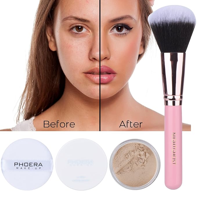 Makeup Kit for Women Included 2 Phoera Foundation SPF 20+ 30ml Matte Oil Control, 2 Kabuki Makeup Brushes, Phoera Primer, Powder Foundation, 2 Makeup Sponges (101 Porcelain + 102 Nude)-BrightBean Baby