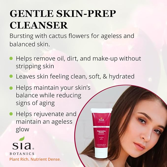 Rejuvenating Facial Cleanser (74ml/2.5oz Eco Tube) | Face Wash w/Prickly Pear, Aloe Vera, Orange Blossom | Natural, Clean, Botanical Skincare for Women-BrightBean Baby