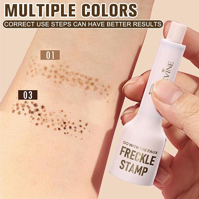 Freckle Stamp - Freckle Pen Waterproof, Long Lasting Fake Freckles, Quick Dry 5-Point Faux Freckles Stamp Cushion Stain Marker in One Press Natural and Lifelike Sunkissed Pencil Tool Makeup (#1-Light)-BrightBean Baby