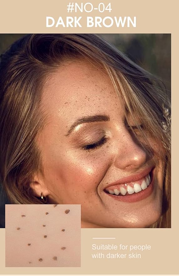 Freckle Pen 4 Colors Natural Freckle Pen Fake Freckle Pen Waterproof Long Lasting Soft Spots Natural Relaxing Sun Makeup (Dark Brown)-BrightBean Baby