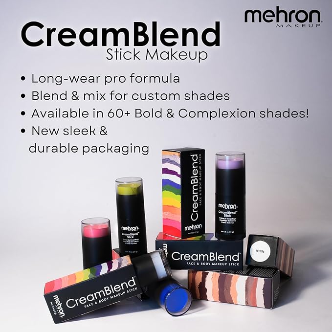 Mehron Makeup CreamBlend Stick | Face Paint, Body Paint, & Foundation Cream Makeup | Perfect for Halloween .75 oz (21 g) (Light 4)-BrightBean Baby