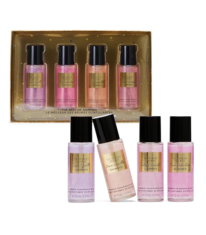 Victoria's Secret Fragrance Mist Collection 4 Piece Shimmer Mini Gift Set, Assorted Scents-BrightBean Baby