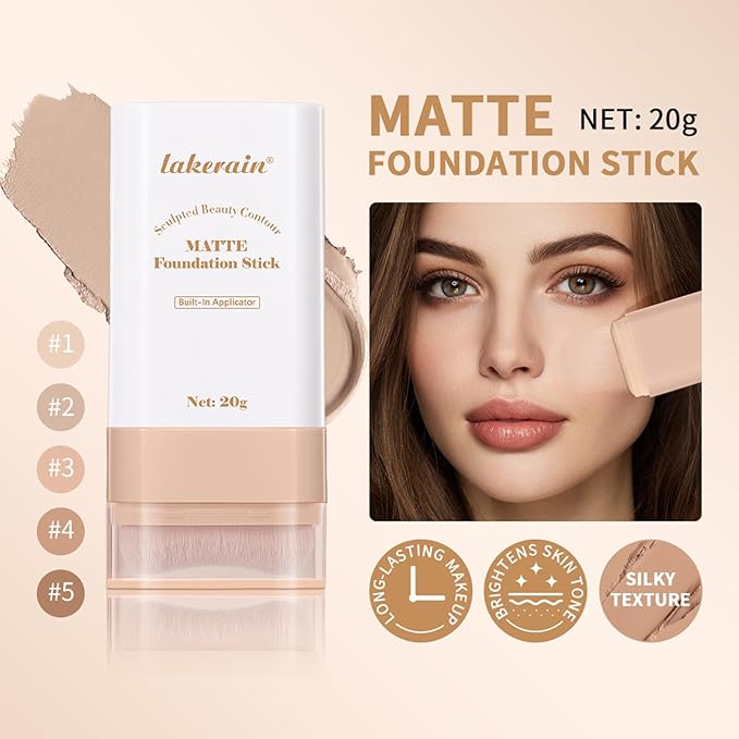 Beauty Balm Serum Boosted Skin Tint, Dual-Ended Eraser Foundation Stick with Brush, Full Coverage Cream Korean Makeup, Long-Lasting Stick for Smooth, Flawless Finish (#1 Cream)-BrightBean Baby