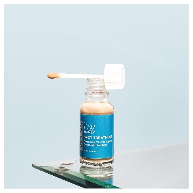 Hey Honey Skincare Be Clear - Acne Spot Treatment Overnight, Pimple Drying Lotion, Use Over Zits Whitehead & Blemishes 1 OZ-BrightBean Baby