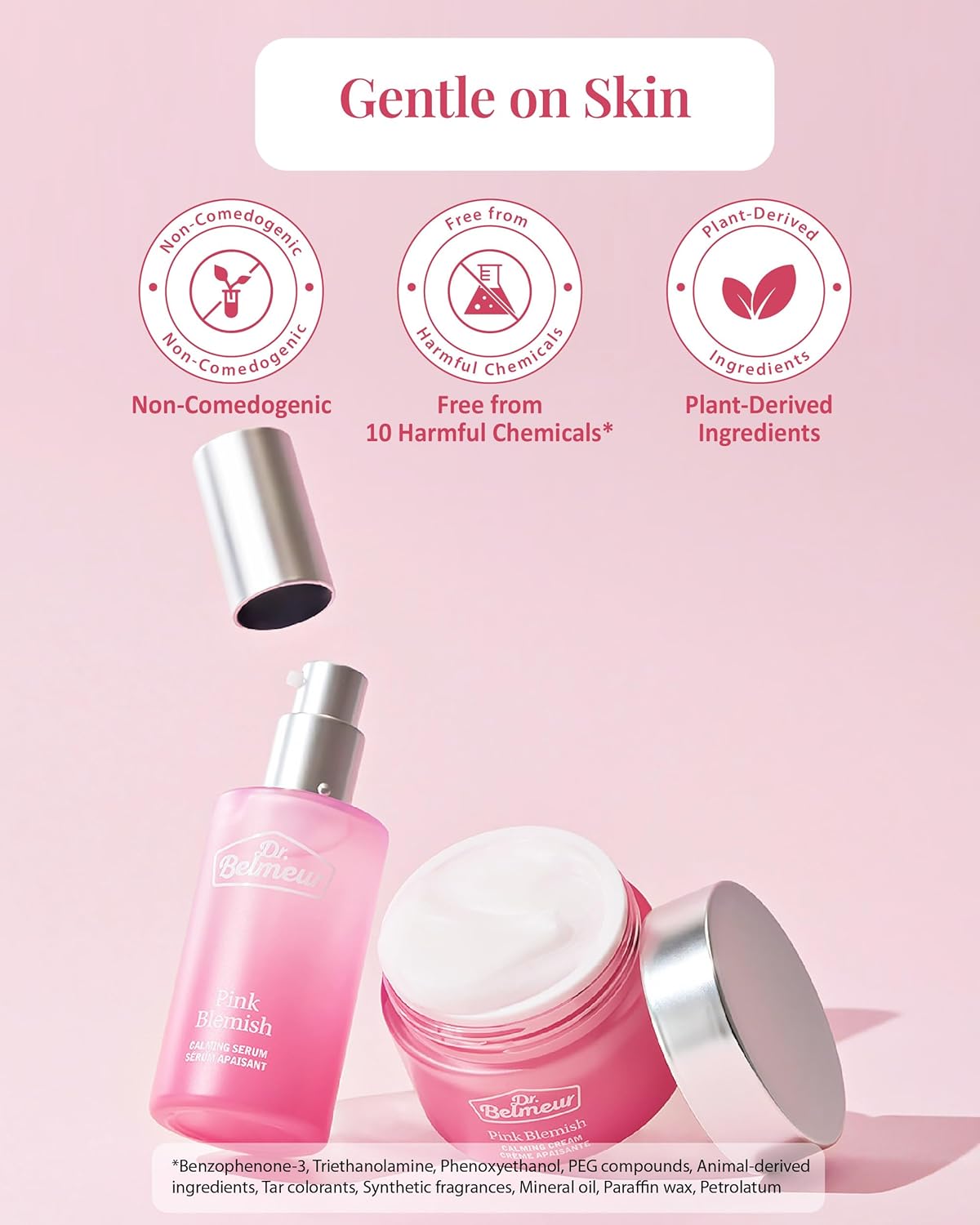 Pink Blemish Calming Serum (1.7fl oz) - Hydrating, Soothing Korean Skin Care for Sensitive Skin. Vegan Hyaluronic Acid, Niacinamide.-BrightBean Baby