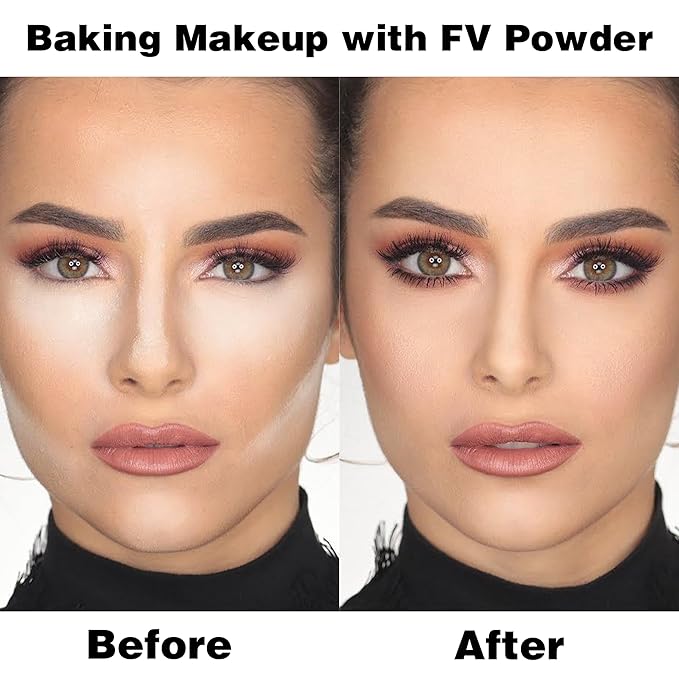 FV Baking Powder, Lightweight Loose Smooth Nature Setting Powder Highlighter Poreless Longwearing Matte Waterproof Oil Absorb Makeup Powder for Setting with No Flashback 0.35oz(10g)-BrightBean Baby