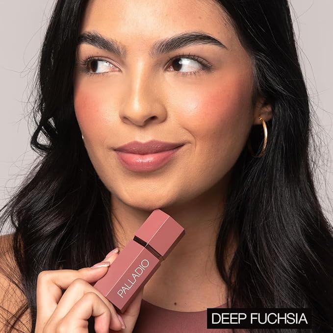 Palladio Liquid Blush for Cheeks & Lips 2-in-1 Makeup Face Blush, Weightless Cream Formula, Smudge Proof Long-Wearing Pigmented Blush, Natural Look Makeup Face Blushes, Dewy Finish, Dusty Rose-BrightBean Baby